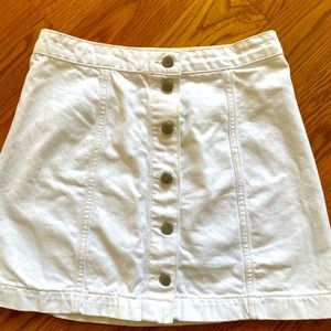 Topshop Moto White Button Skirt